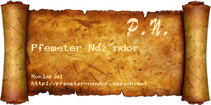 Pfemeter Nándor névjegykártya